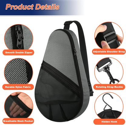 Padel Racket Bag Pickleball Paddle Sling Backpack Padel Racquet Storage Bag, Padel (Paddel Tennis) Equipment Carrying Bag with Mesh Pocket for 2 Paddles Ball Water Bottle & Accessory